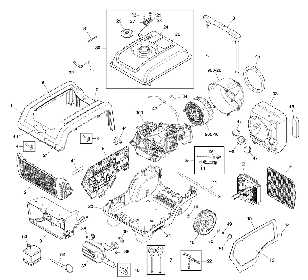 Main Unit (80027549) Diagram and Parts List for 030735-00  Briggs and Stratton Generator